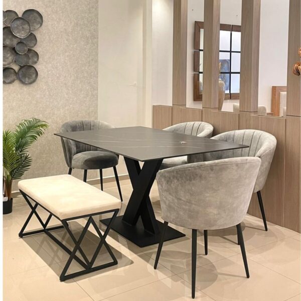 COMEDOR PIEDRA SINTERIZADA + TABURETES LONDON